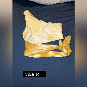 Yellow off the shoulder crop top